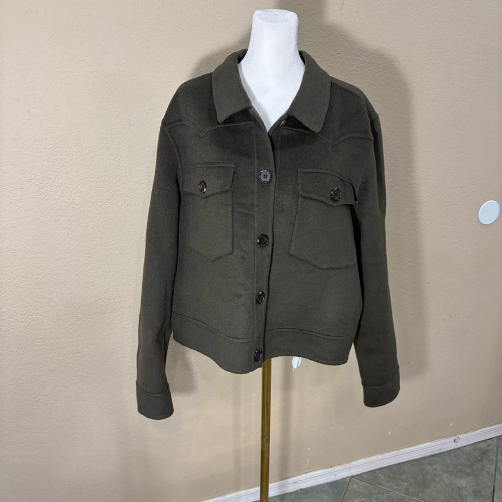 Rails Women’s Easton Wool Blend Olive Cropped Shacket Sz XL Casual Preppy Party - Picture 2 of 13
